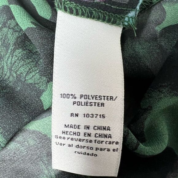 Zac and Rachel Bohemian Green Purple Blue Floral Sheer Top Size S Cuffed sleeve - Picture 6 of 14